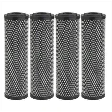 Lot de 4 Filtres à Charbon Actif 10 Pouces Standard pour Maison Élimination Sédiments Goût Odeurs (1/5)