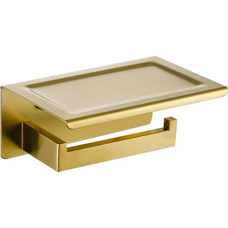 Jiajia AI, Porte Rouleau Papier Toilette Laiton Brossé Auto adhésif, Acier Inoxydable pour jardin, terrasse et (1/5)