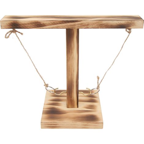 Jeu d'anneaux et de crochets en bois pour adultes et enfants, jeu de jardin, jeu de lancer pour l'intérieur et l'extérieur, jouet pour la maison et les fêtes, base carrée, 5 trous, noir (1/5)