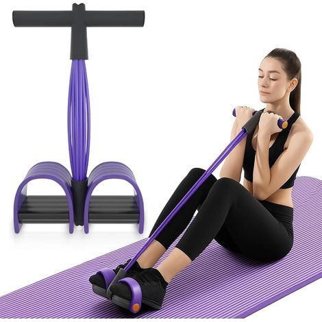 Fitness Elastic Pedal Tension Rope, 6 Tube Multifunctional Resistance Band Sit-up Bodybuilding Expander for Arms, Abdomen, Pilates, Yoga, Gymnastics (1/5)