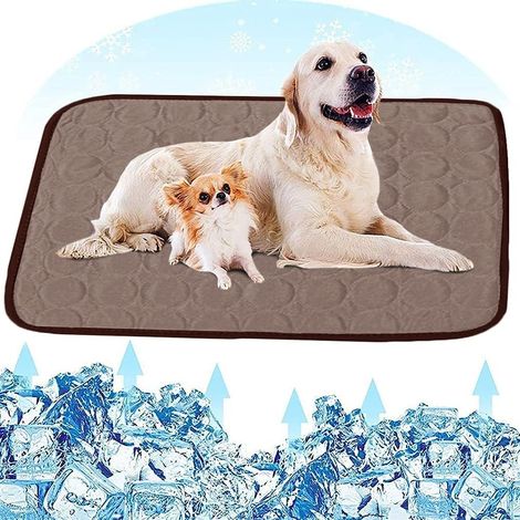 NineClouds All In Cooling Mat Tapis de Chien Doux Antidérapant Lavable pour Animaux de Compagnie été (70 x 100 cm café) (1/5)