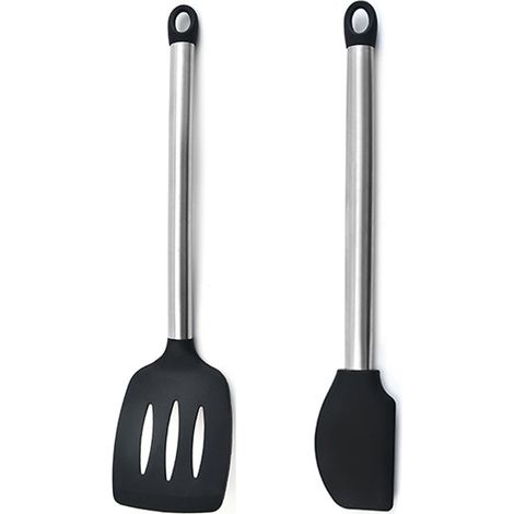 Ensemble Ustensiles Cuisine - Acier Inoxydable Et Silicone - Pour Casseroles Antiadhésives - Lot De 2 Pièces (1/5)