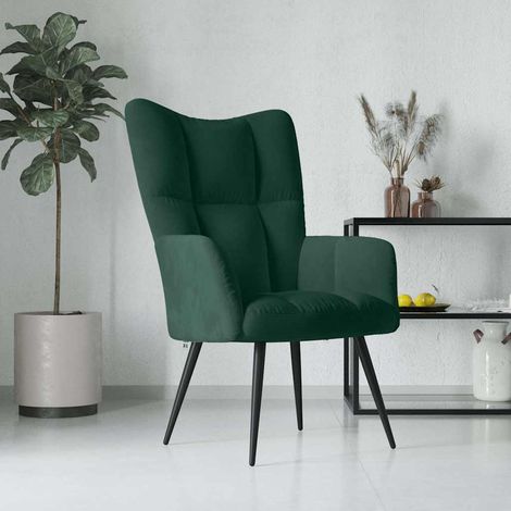 vidaXL Sillón de relax de terciopelo verde oscuro (1/5)