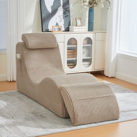 Fauteuil de détente design ergonomique en mousse compressible haute élasticité, assise amovible et poche latérale, confort quotidien pour salon et intérieur, Kaki (1/5)