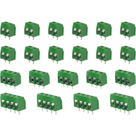 100 Pièces PCB Vis Connecteur, 5mm Pas 2 Broches / 3 Broches / 4 Broches PCB Bornier à Vis, Vert (1/5)