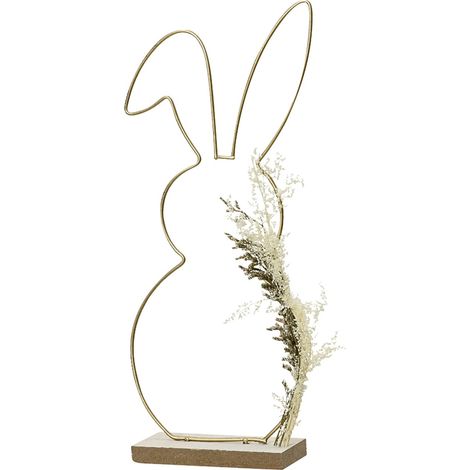 Kaemingk Dekofigur Hase mit Feder Eisen 41 cm gold Figur