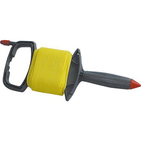 Bobineuse corde gris-rouge avec 30 m de corde 3,0mm Neon jaune (1/2)