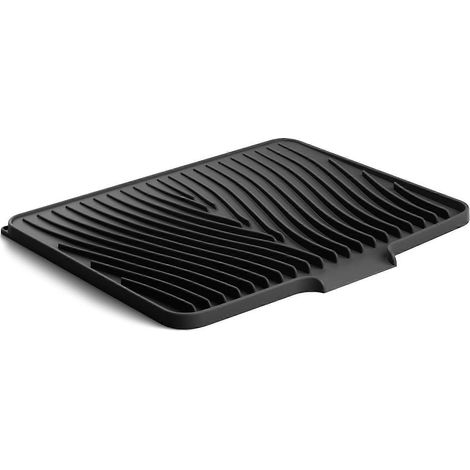 Tapis d'égouttage en silicone Fuyit avec bords d'égouttage surélevés, conception angulaire, tapis résistant à la chaleur de 16" x 13", compatible avec les comptoirs ou les éviers (noir). (1/5)