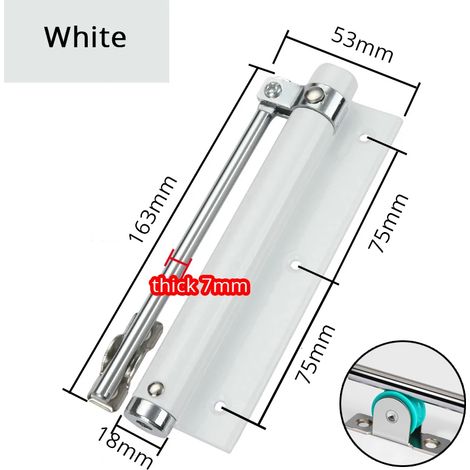 (Blanc) Ferme-porte réglable, alliage d'aluminium, ressort automatique, quincaillerie de porte. (1/4)
