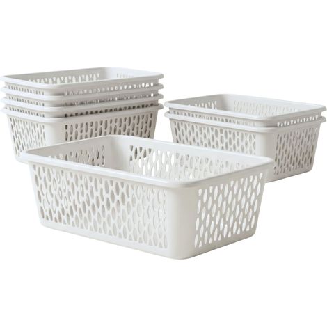 Panier de Rangement Kaja, Lot de 6, 25 x 16 x 8 cm - Blanc (1/5)