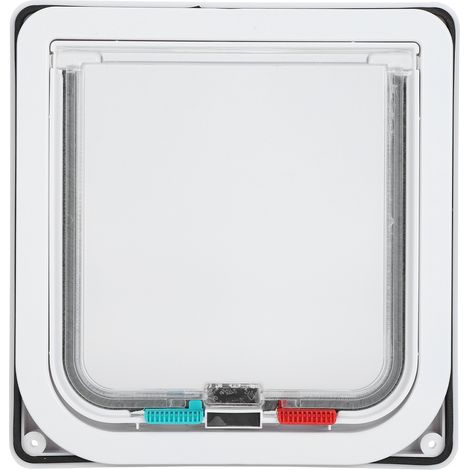 Porte de sécurité pour chat avec clapet anti-retour, barrière en plastique pour petits animaux de compagnie, blanc, taille S (1/5)
