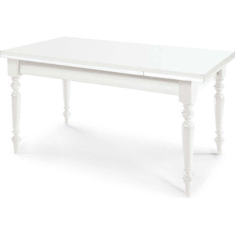 DYLAN - tavolo da pranzo allungabile in legno massello con gamba tornita cm 85 X 160/200/240