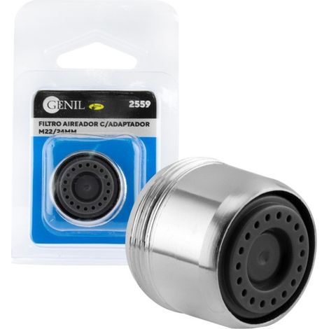 Filtro aireador con adaptador de rosca M22/24MM cuerpo cromado resistente a la cal (1/5)