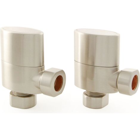 West Ellipse Oval Radiator Valves Pair Satin Nickel (1/5)