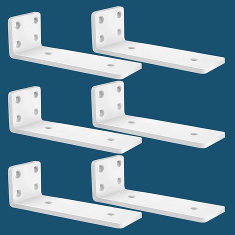 Lot de 6 Equerre Etagere Murale, equerre Industrielle, Equerre Charge Lourde, 5 mm D'epaisseur, Support Invisible etagere Murale avec Vis (Blanche 20 cm) (1/5)