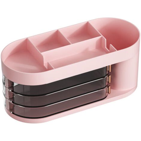 Sollbry Organisateur de Bureau, Porte Stylo Bureau avec 5 Compartiments et 3 Tiroirs, Rangement Bureau Organisateur Multifonctionnel Fournitures de bureau pour École, Maison (Rose) (1/5)