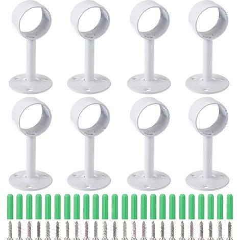 8pcs supports de tringle à rideau de montage au plafond 1-1 / 4 pouces supports de tringle à rideau de fenêtre, supports de tringle à rideau suspendus à montage mural blanc supports de support de trin (1/5)