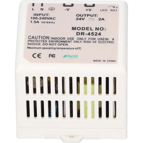 DIN-Schienen-Netzteil mit LED-Schaltung, einstellbar und geregelt für Schaltschränke DR-45-24 (1/5)