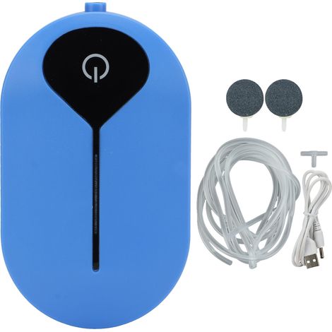Pompe à oxygène portable USB rechargeable 3.7V 3600mAh avec pierre à air pour bassin et aquarium extérieur (1/5)