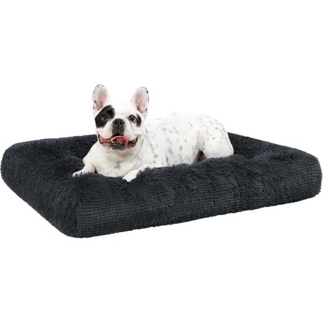 Hundebett Plüsch Waschbar Rutschfest Schattengrau L 76 x B 52 x H 7 cm (1/5)