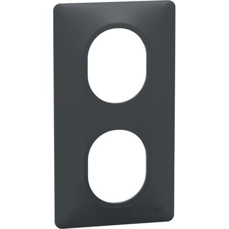 Plaque finition 2 postes Verticale anthracite 71 mm - Ovalis - Schneider