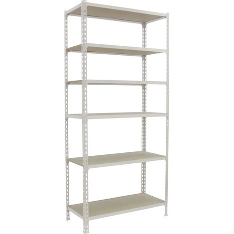Simonrack Metallregal weiß und Holz 6 Regale