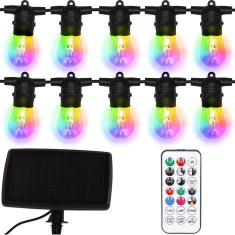 Guirnalda solar de 10 LED para jard铆n, 10 m, luces RGB coloridas para balc贸n.