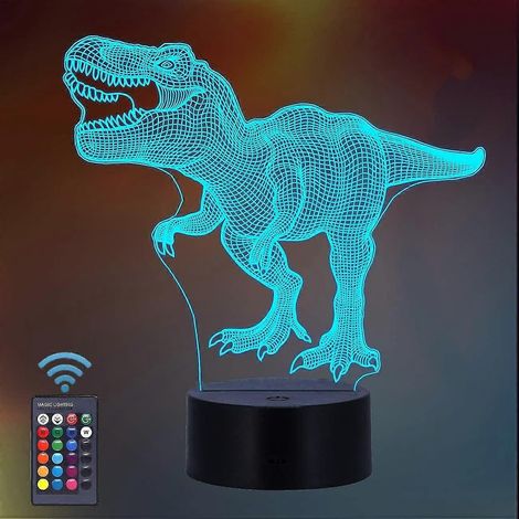 Cadeau dinosaure, veilleuse T-Rex 3D avec télécommande et 16 couleurs changeantes pour enfants (1/5)