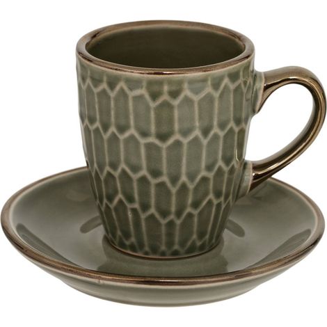 Coffret 2 tasses avec coupelles Ella 90ml vert - Atmosphera créateur d'intérieur