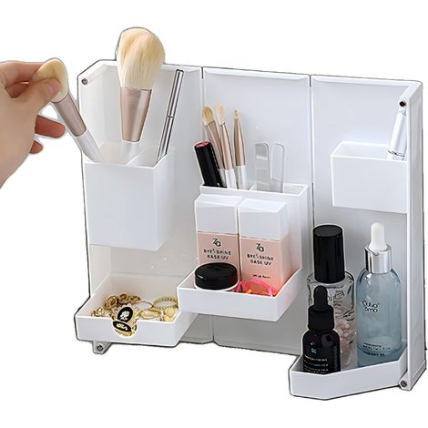 Boîte de rangement pliable pour maquillage avec plusieurs compartiments  une boîte pratique pour organiser ses produits de beauté.