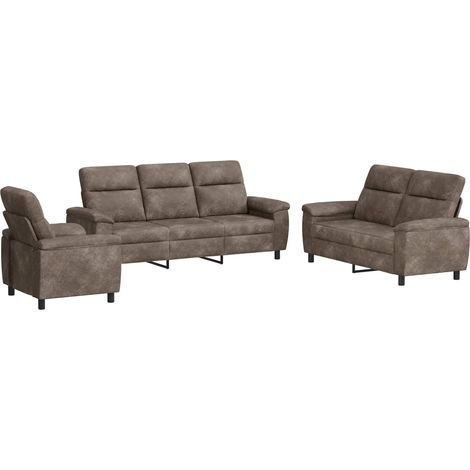 Set di divani 3 pcs Grigio Scuro Pelle Scamosciata Sintetica vidaXL