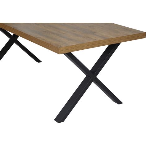 Table de salle à manger contemporaine chêne cognac Shelly (1/4)