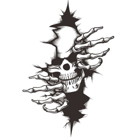 Crâne Tête De Mort Skull Horreur 22x32cmStickers Décalque Autocollant Sticker Pour Voiture Véhicule Automobile Autocollant (1/4)