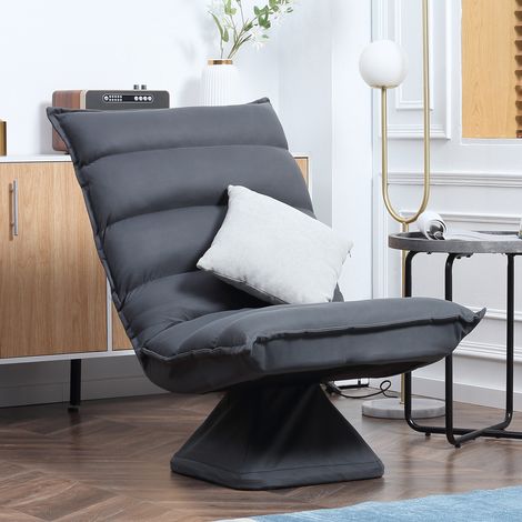 Sillón giratorio con respaldo reclinable, tapicería suave y funda transpirable, color gris oscuro, 62 x 70 x 95 cm.