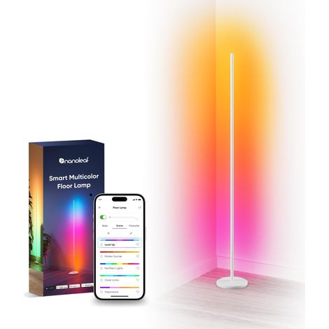 RGBICW Floor Lamp Living Room LED Floor Lamp White Compatible with Matter, 16 Million Colors, 200+ Stage Modes, Music Sync, for Bedroom Room (1/5)