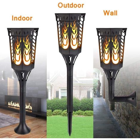 Set of 2 Outdoor Solar Lights - Waterproof - Flickering Flames - Landscape Decoration - Wireless Lighting - Dusk-to-Dawn Lighting - For Garden, Patio, Yard, Driveway (1/5)