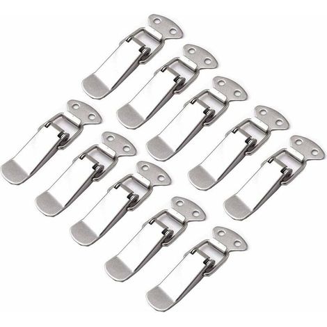 10 Pièces Loquet à Ressort Bascule Acier Inoxydable Fermeture à Levier Tiroir Hardware pour Coffre à Outils valise et Coffre
