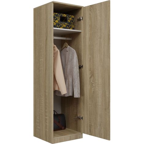 Topeshop – Armoire Malwa SD-50 chêne sonoma – Système TIP-ON – 4 portes – Panneau stratifié résistant aux rayures et à l'humidité – Design minimaliste