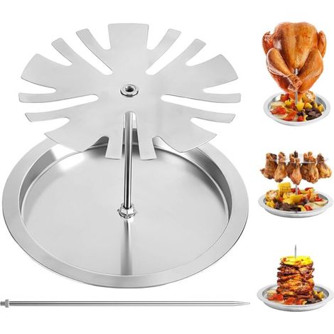 1 Ensemble de Support de Cuisse Poulet en Acier Inoxydable, Support Pilon à 15 Fentes avec Plateau d'égouttage, Grille à rôtir pour Barbecue et Cuisson au Four (1/4)