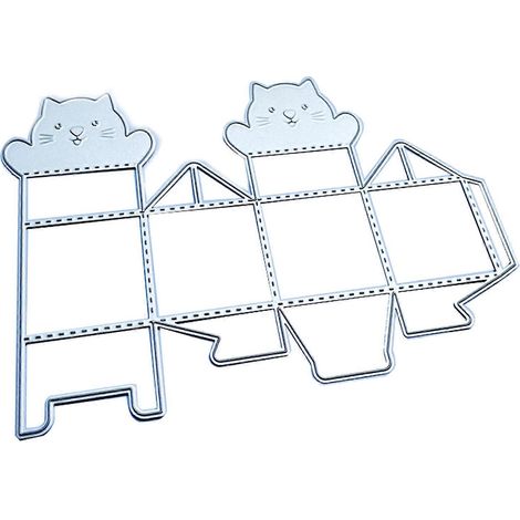 Boîte Cadeau Bonbon 3D Mignon pour Chat - Poinçon Métal Découpe Broderie DIY pour Embossage et Scrapbooking (1/4)