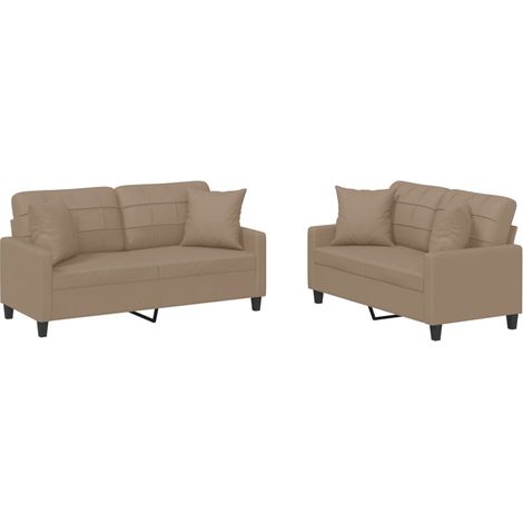 Maison Exclusive - Set di Divani 2 pz con Cuscini Cappuccino in Similpelle