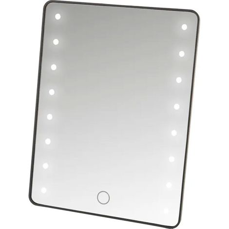 Miroir de maquillage à poser lumières led noir 17x2.5x22cm (1/3)