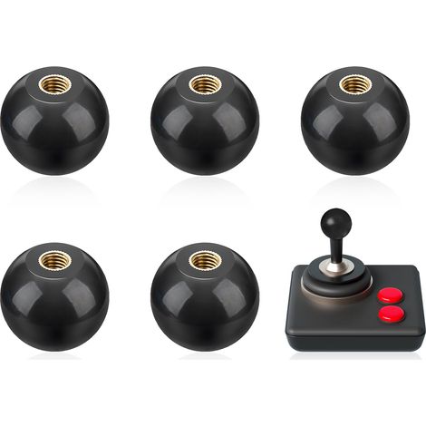 M10 Bouton de levier à bille, 5Pcs M1035mm Poignée Boule Ronde, Poignée de Isolant Bouton de Boule de BakéLite Noire, Filetage Femelle Rond écrou en Cuivre, Accessoires pour Machines-Outils (1/5)