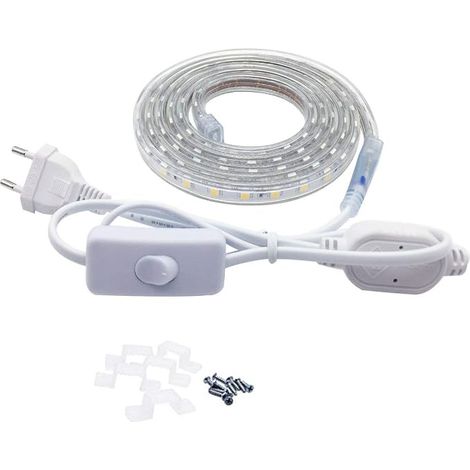 Ruban LED 2 Mètres avec Interrupteur 5050 IP67 étanche , Blanc Chaud (1/3)