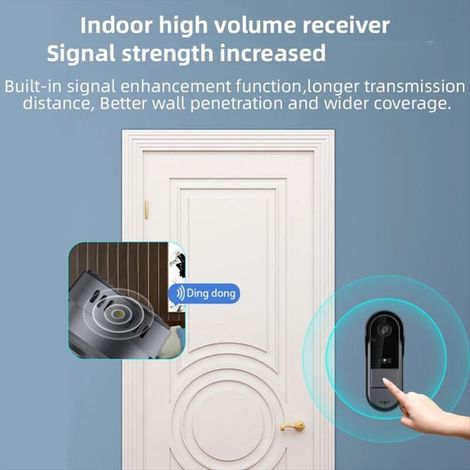 Sonnette vidéo sans fil avec carillon, interphone intelligent, vision nocturne, pour la maison et le bureau