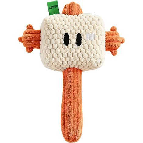 Jouet à mâcher en peluche ananas douce pour chiens et chats, jouet interactif couineur à l'herbe à chat, jouet à tirer durable et lavable (orange gris)orange gris (1/5)