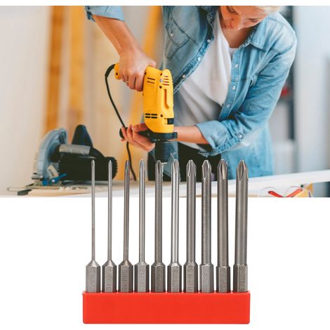 Set mit 10 magnetischen 1/4-Zoll-Schraubendreherbits, Sechskantschaft, rutschfeste S2-Stahlbohrer für präzises Schrauben (1/5)