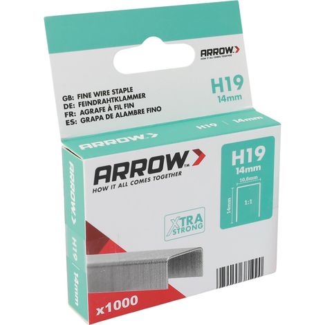 Arrow Tackerklammer Feindraht H19 14 mm Stoff & Gewebe 1000 Stück (1/2)