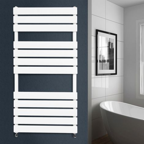 Flat Panel Heated Towel Rail Bathroom Rad Radiator White 1200x600mm