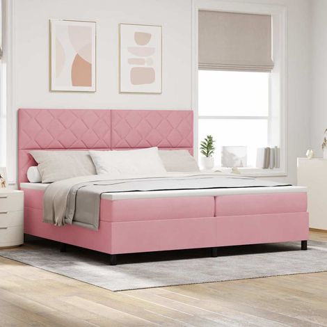 vidaXL Cama tipo Box Spring con cabecera Rosa 200 x 200 cm Terciopelo (1/5)